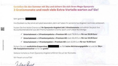 Sky Angebote nach Kündigung