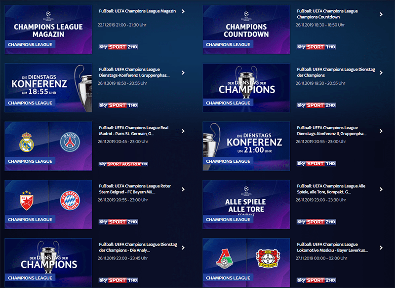 Champions League mit Sky Ticket streamen: ab 9,99 € pro Monat