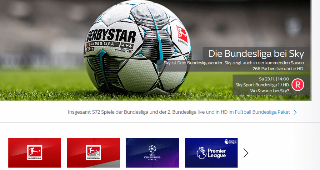 Sky Live-Sport Programm 